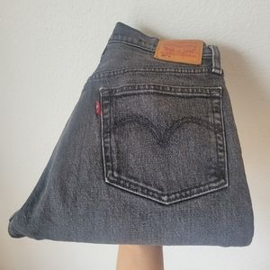 Black Levi's 501 High Rise Straight Leg Button Down Jeans